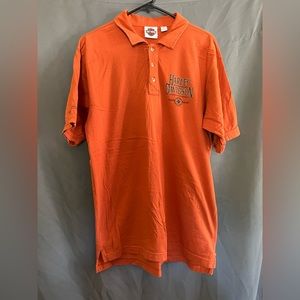 Harley Davidson Mens Large Orange Polo